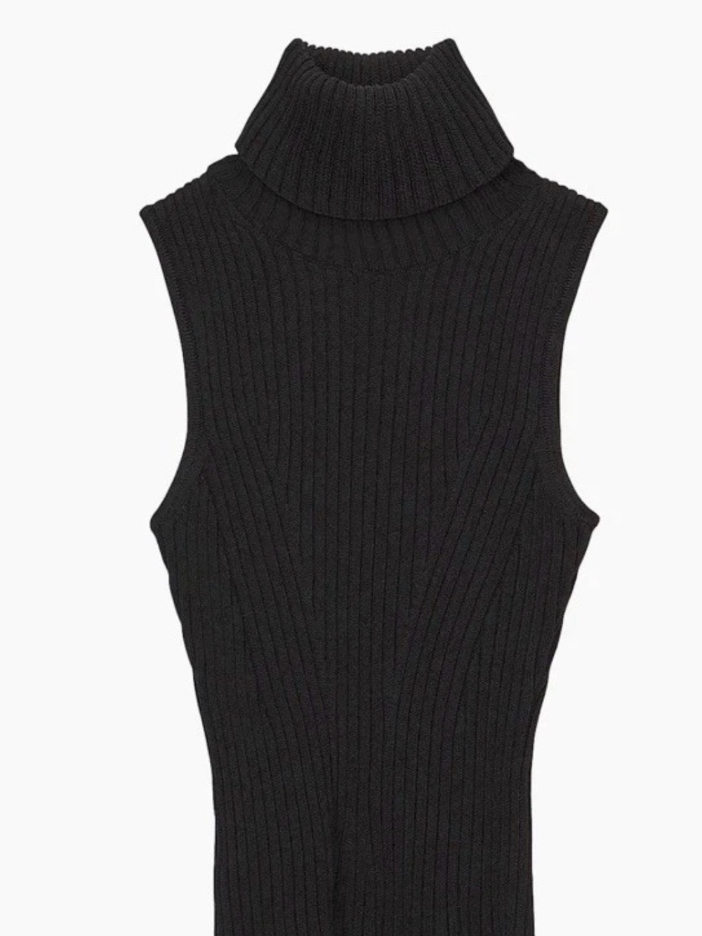 STAUD Callum Black Sleeveless Ribbed Turtleneck Tank - Picture 3 of 4